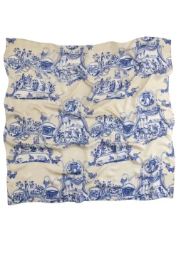 Ancient Columns Blue Silk Scarf