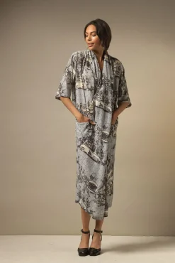 Ancient Columns Charcoal Rachel Dress