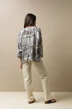 Ancient Columns Charcoal Kimono