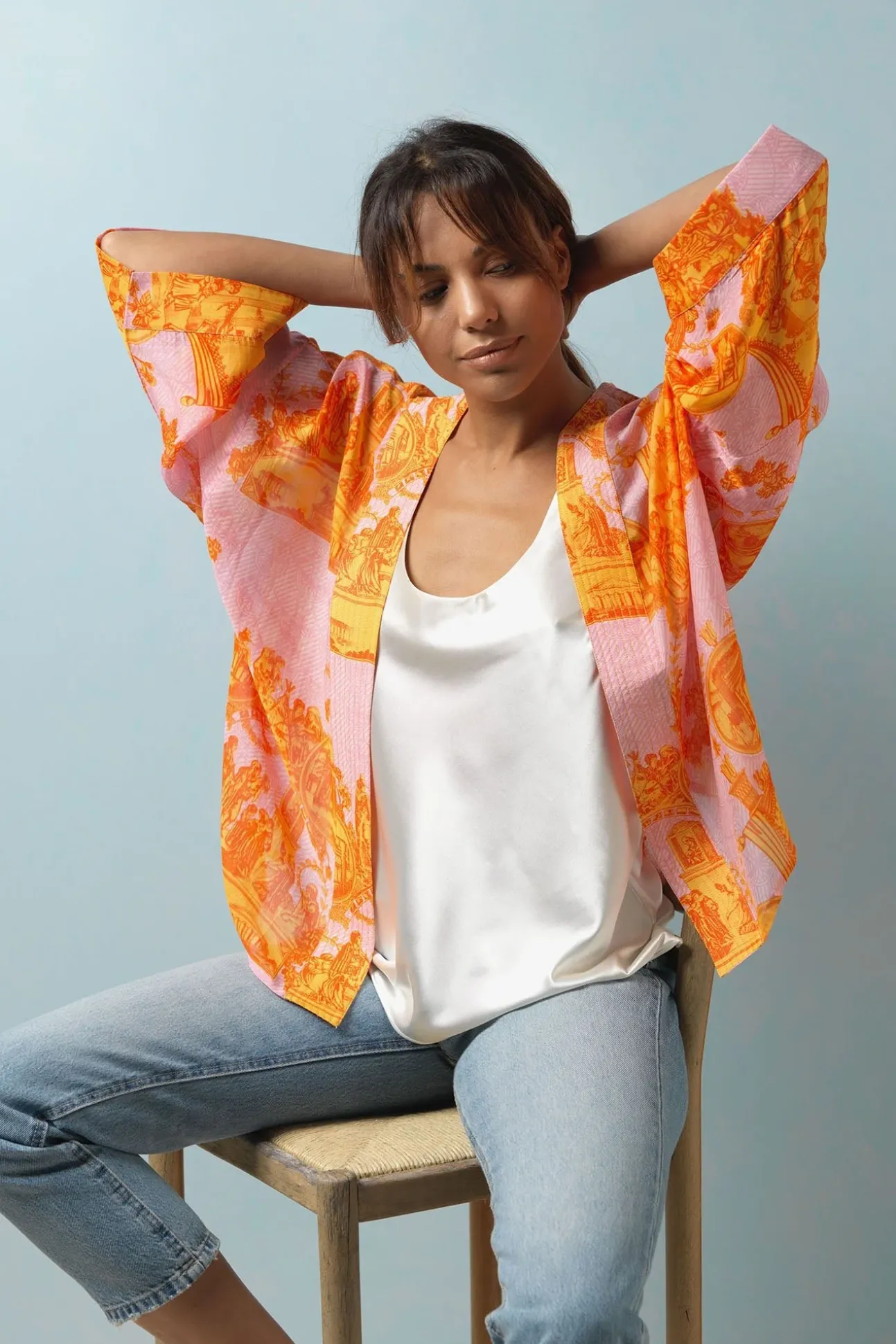 Ancient Columns Orange Kimono
