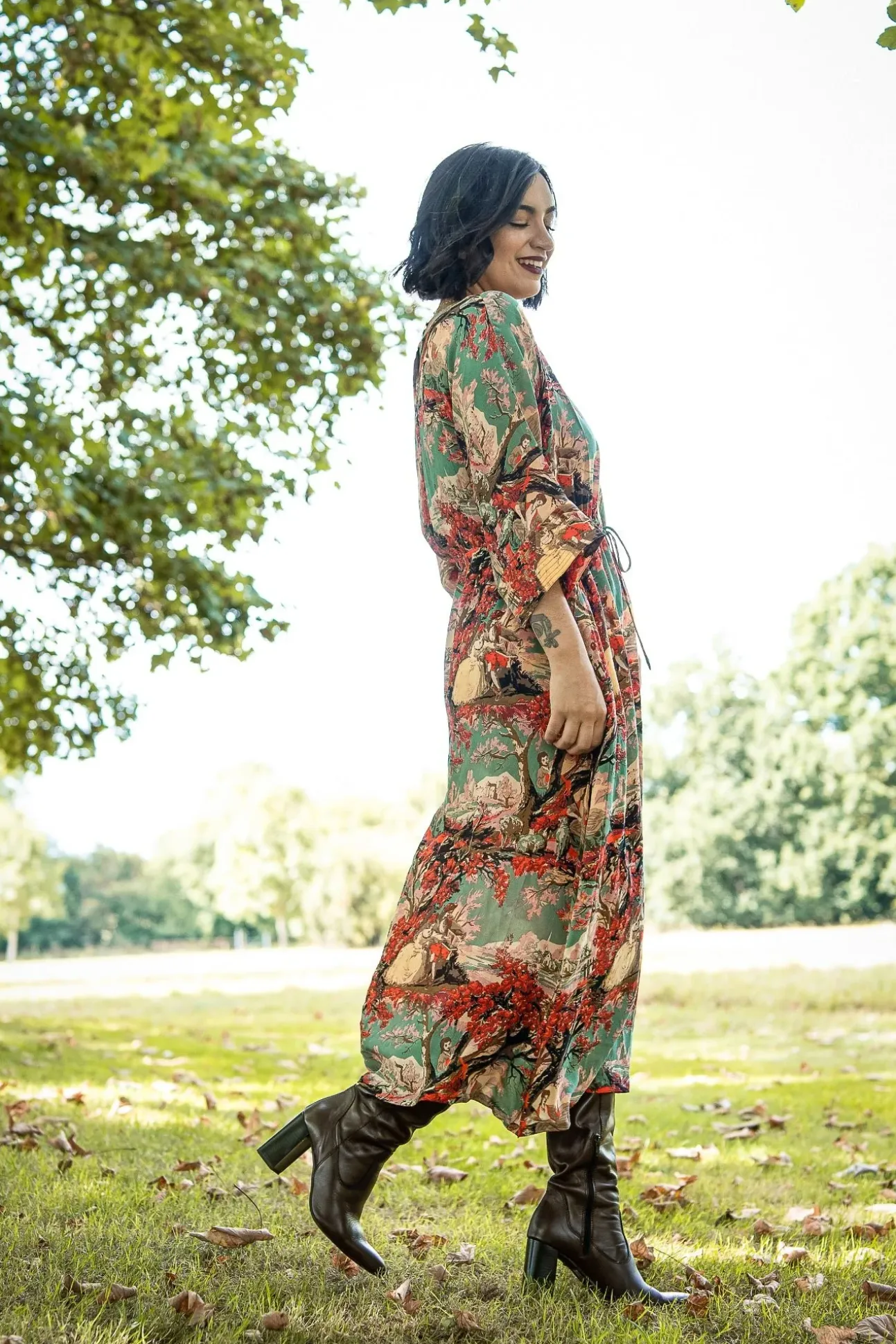 Country Toile Berry Abbi Dress