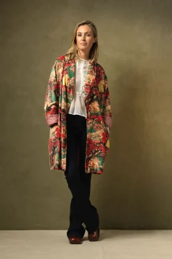 Country Toile Berry Velvet Boyfriend Jacket