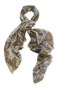 Etched Flower Khaki Kew Scarf