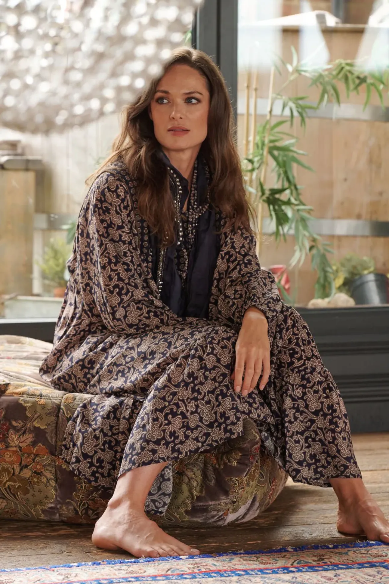 Floral Paisley Blue Boho Dress