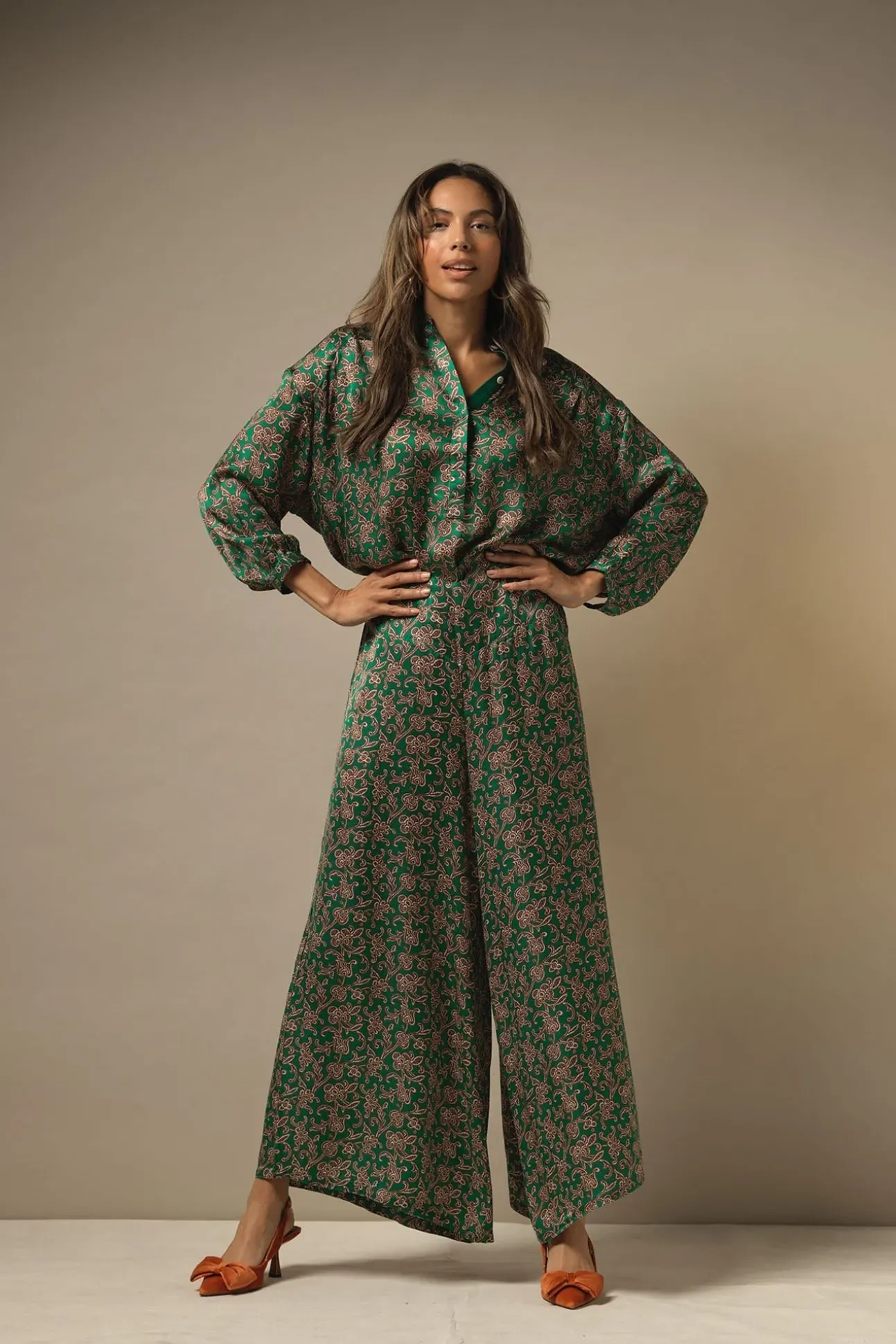 Floral Paisley Green Palazzo Pant