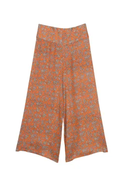 Floral Paisley Orange Palazzo Pant