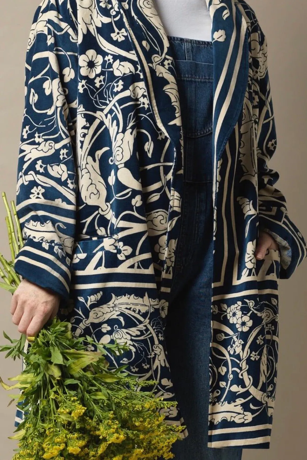Jaipur Blue Velvet Boyfriend Jacket
