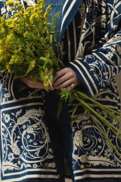 Jaipur Blue Velvet Boyfriend Jacket