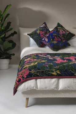 Kew Magnolia Blue Velvet Throw