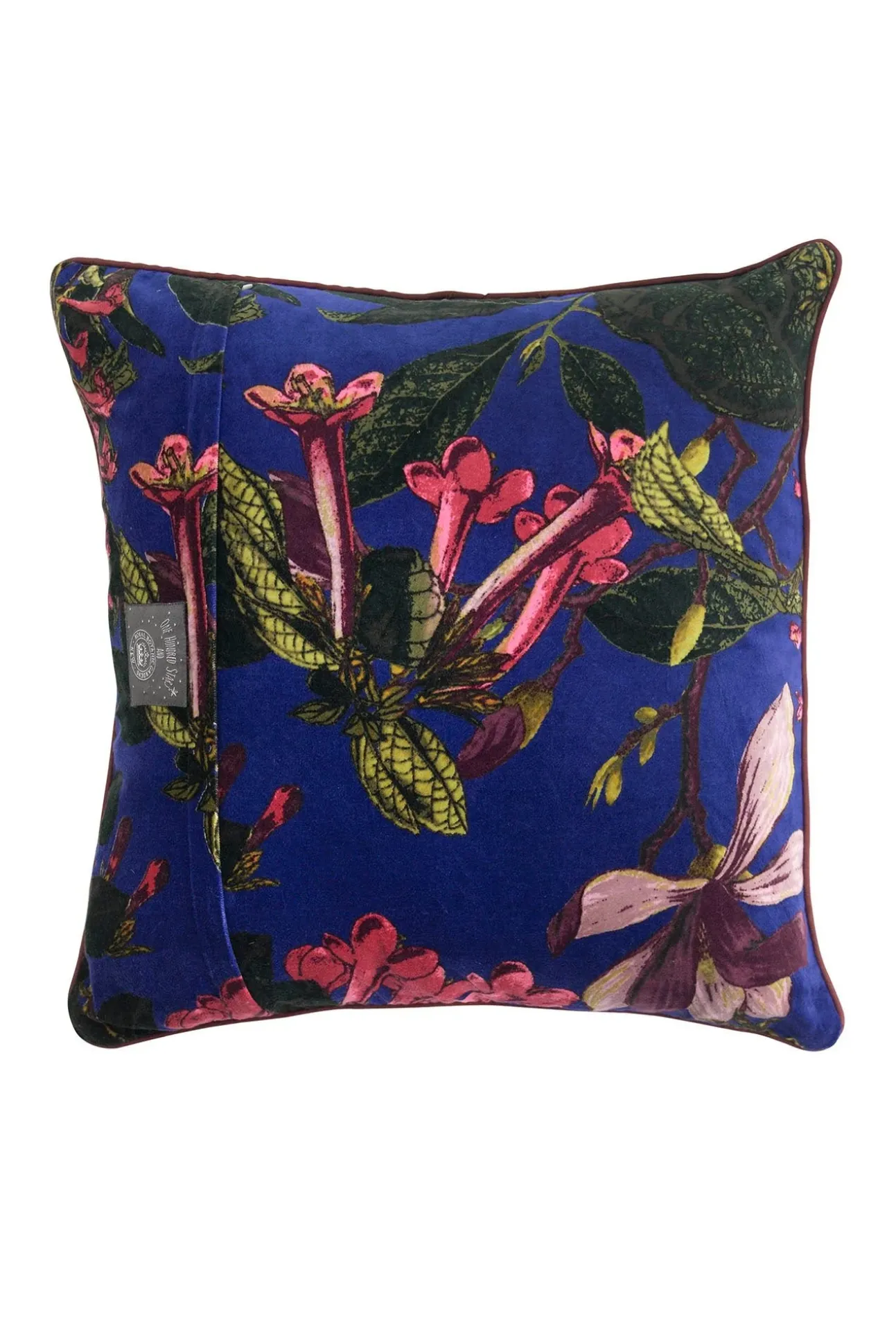 Kew Magnolia Purple Velvet Square Cushion