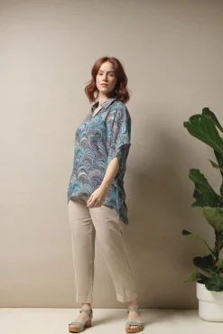 Marbled Blue Tunic Top