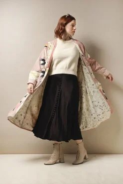 Stork Pink Velvet Duster Coat