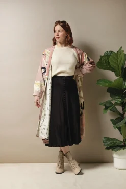 Stork Pink Velvet Duster Coat