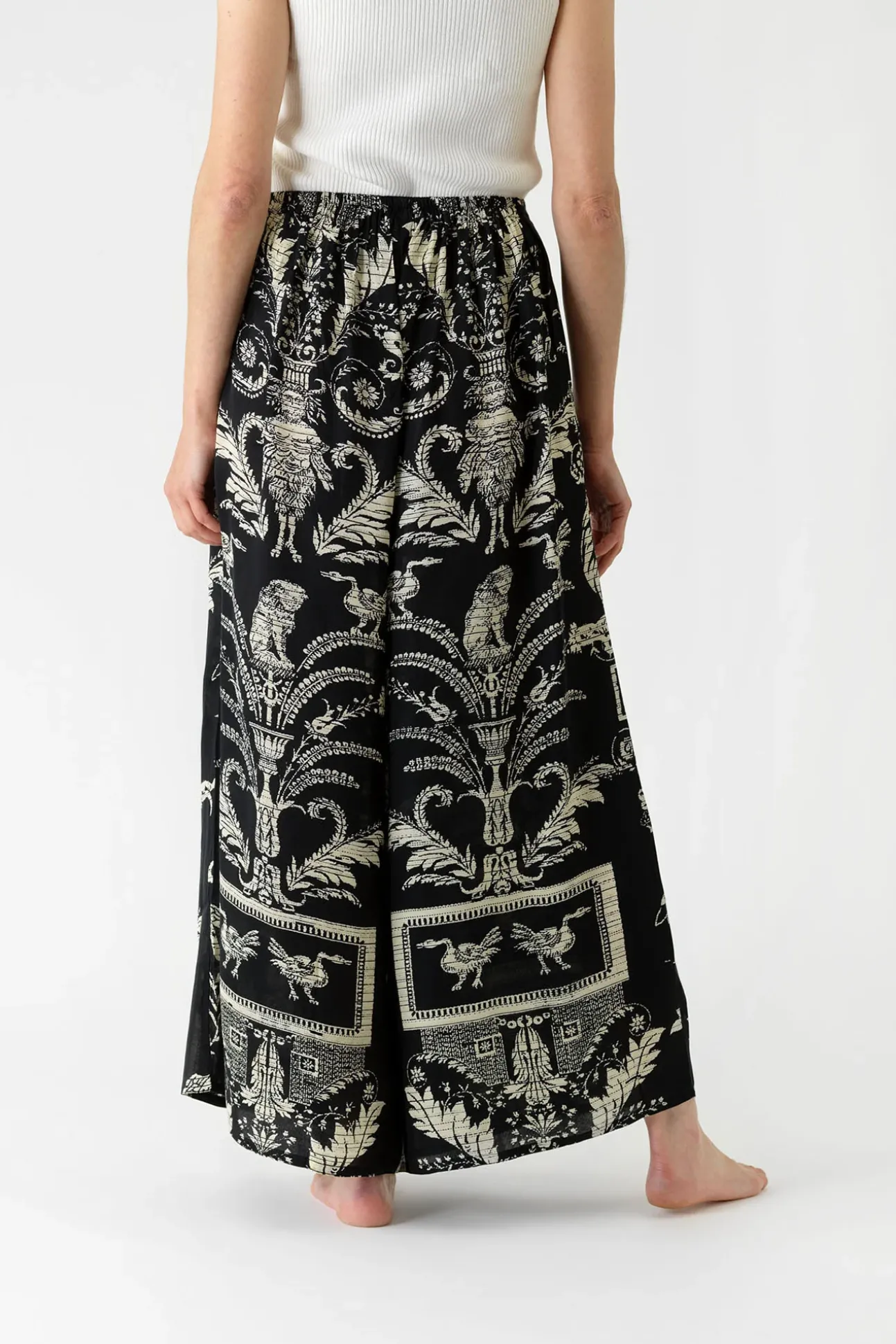 Vintage Damask Black Palazzo Pant
