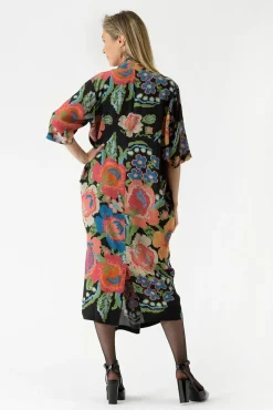 Woven Flower Black Rachel Dress