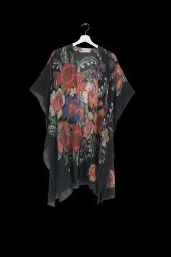 Woven Flower Black Wool Throwover